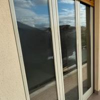 Infisso alluminio 3 ante vetrocamera beige 170x240