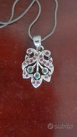 Ciondolo argento 925 con smeraldi e rubini 