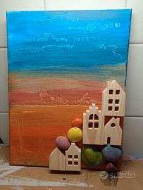 Quadro materico 3D paesaggio moderno su tela 