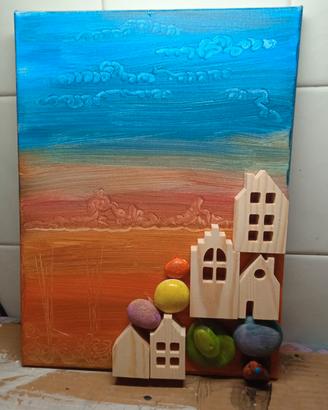 Quadro materico 3D paesaggio moderno su tela 
