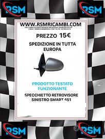 SPECCHIETTO RETROVISORE SINISTRO SMART 451