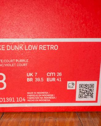 Scarpe Nike Dunk Low Retro White/Court Purple n.41
