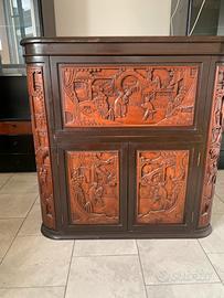 mobile bar anni 50 intarsiato arte  antica cinese