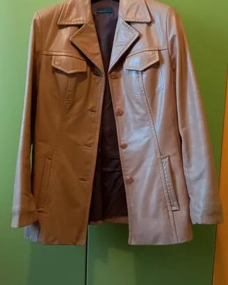 Giacca donna in pelle color beige-Stile vintage