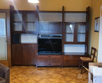 Soggiorno libreria noce porta tv classico