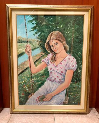 Quadro dipinto a mano Sull’altalena Franca Cassone