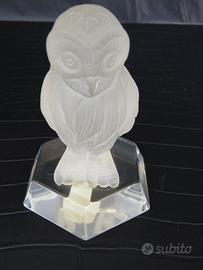 Scultura Gufo Fermacarte Lalique in Cristallo