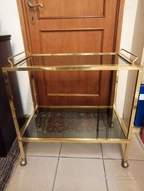 CARRELLO CON VASSOIO ESTRAIBILE IN  VETRO FUME’