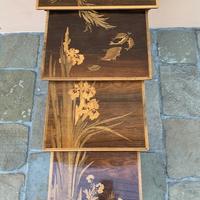 Set di 4 tavoli intarsiati originali Emile Galle