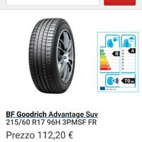 Pneumatici estivi 215/60R17 all'80%