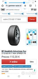 Pneumatici estivi 215/60R17 all'80%