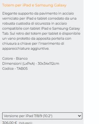 Totem per iPad e Samsung Tab Piantana antifurto