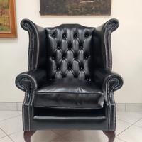 Poltrona chesterfield queen anne inglese nera 