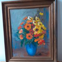 Dipinto su tela Vaso con Anemoni Pittore B.Aprato