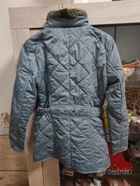 giacca con gancetti e pellicciotto al collo celeat