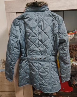 giacca con gancetti e pellicciotto al collo celeat