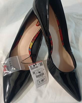 Décolleté zara tg 39 in vernice nero 