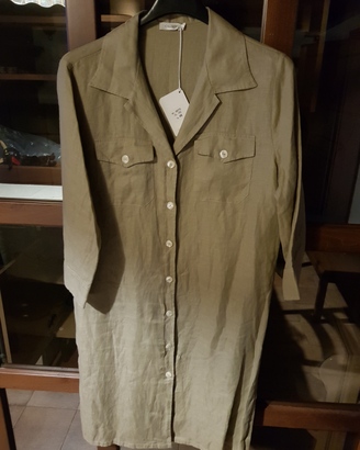 Vestito puro lino, colore sabbia, taglie 46-48-50