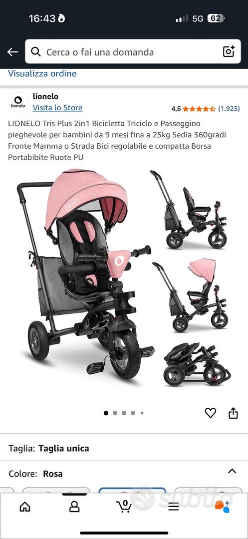 Triciclo Passeggino Lionelo Tris Plus 2in1 - Trasformabile, Reversibile E Pieghevole - Foto 10