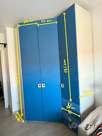 armadio angolare+comodino cameretta