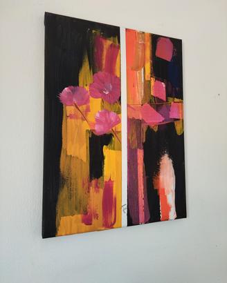 dipinto acrilico Frammenti Floreali 