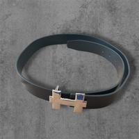 Cintura in Pelle Nera con Fibbia ad "H"-Taglia 110