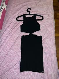 Abito corto nero Bershka cut-out a coste M