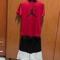 Completo Basket Jordan Ragazzo Rosso Nero Bianco 