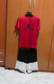 Completo Basket Jordan Ragazzo Rosso Nero Bianco 