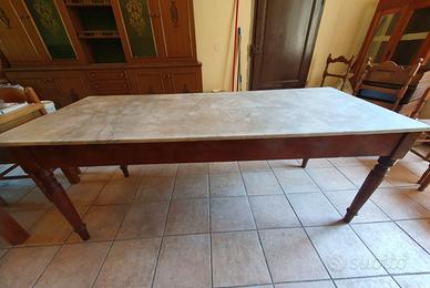 Tavolo contadino restaurato 2 metri Piano in marmo