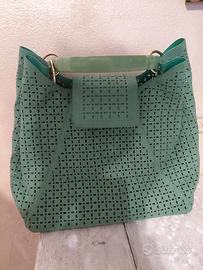 borsa verde pelle