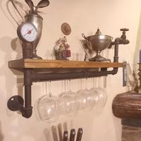 Mensola porta bicchieri in stile industriale