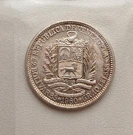 VENEZUELA 2 BOLIVARES ARGENTO SIMON BOLIVAR 1960