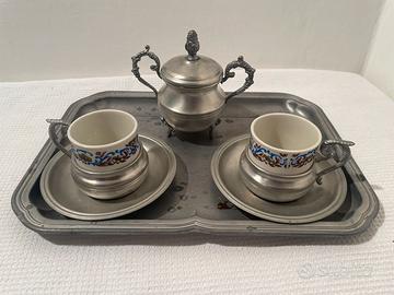 Set da caffe 2 persone in peltro