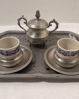 Set da caffe 2 persone in peltro