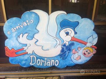 Cicogna nascita sagome in legno