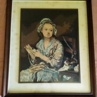 Quadro con dama cucito punto croce