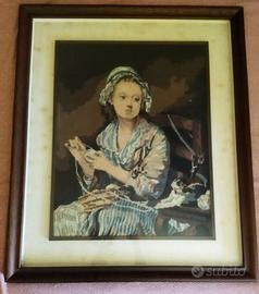 Quadro con dama cucito punto croce
