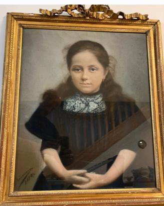 Quadro ritratto pastello fine 800 firmato 