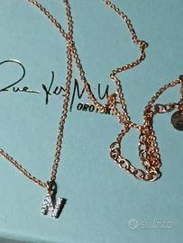 Girocollo in argento placcato oro e zirconi