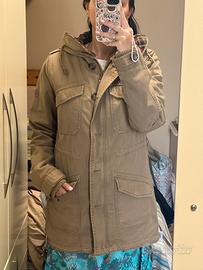 Giacca Parka color verde/cachi con cappuccio