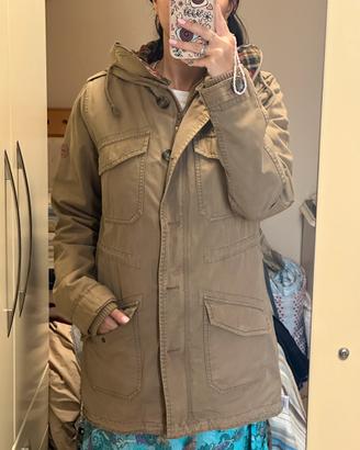 Giacca Parka color verde/cachi con cappuccio