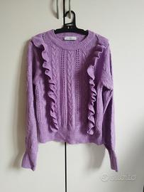 Maglione rosa/lilla con volant 