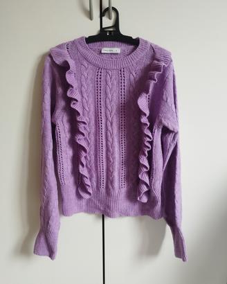 Maglione rosa/lilla con volant 
