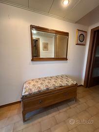 Cassapanca in legno con cassetti  + Specchio