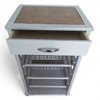 Carrellino da cucina bianco con 3 cesti e cassetto