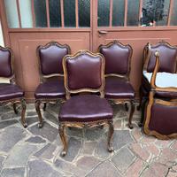 6 sedie epoca legno pelle