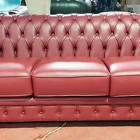 Chester 3 posti in pelle spessorata col.rosso