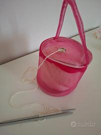 Porta gomitolo rosa con cerniera