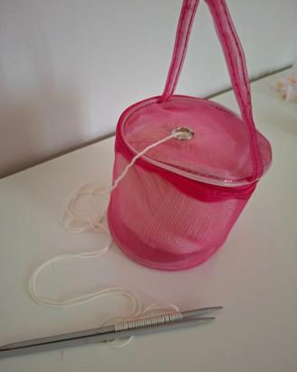 Porta gomitolo rosa con cerniera